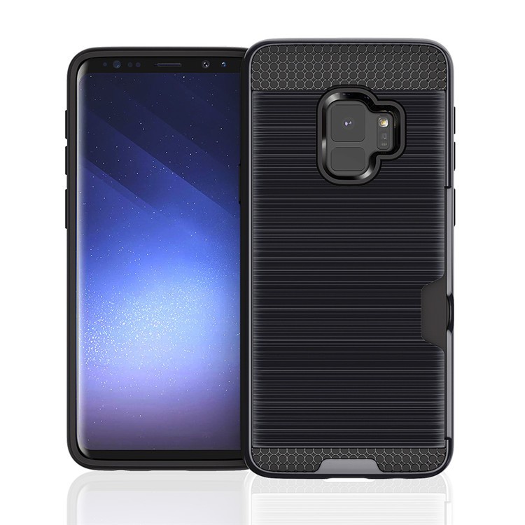 Galaxy S9 Credit Card Armor Hybrid Case (Black)
